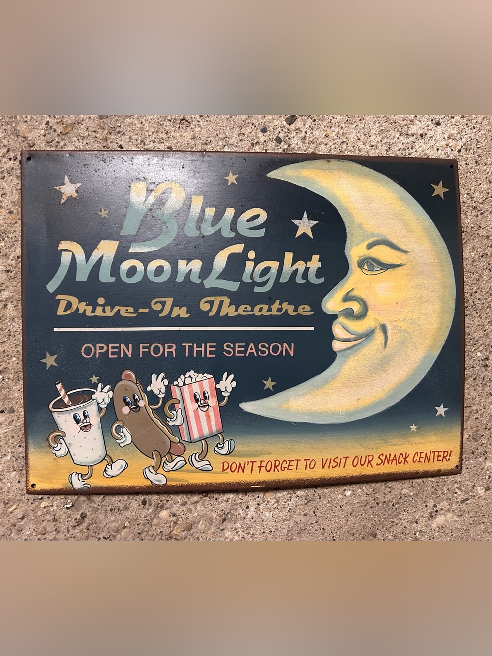 Vintage Blue Moon Light Drive In Theatre Repro Sign